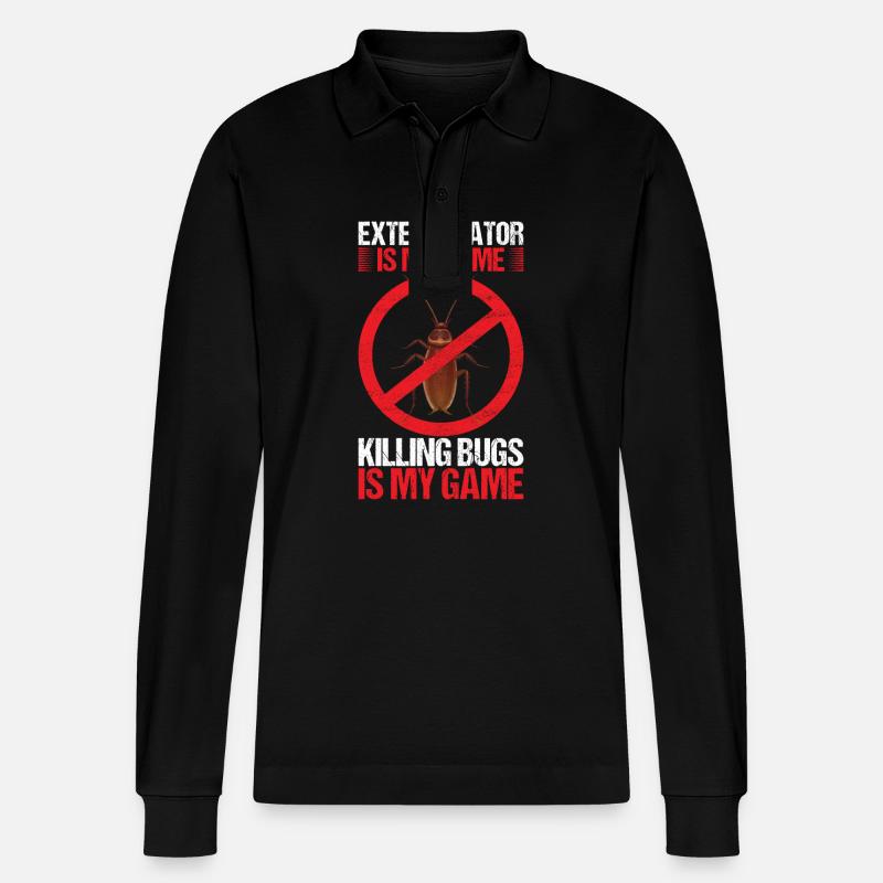 Schädlingsbekämpfung Kammerjäger - Stanley/Stella Unisex Bio-Langarm-Poloshirt Prepster - Schwarz