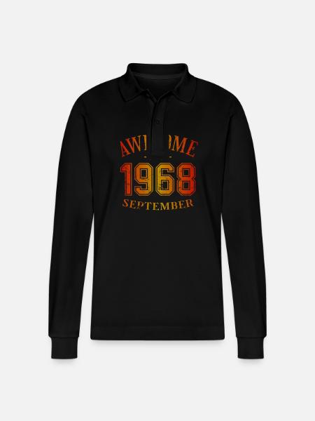 September 1968 - September Awesome Birthday - Stanley/Stella Organic Unisex Long-Sleeved Polo Shirt Prepster - black