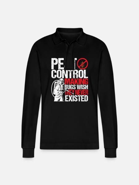 Pest Control Exterminators - Stanley/Stella Organic Unisex Long-Sleeved Polo Shirt Prepster - black