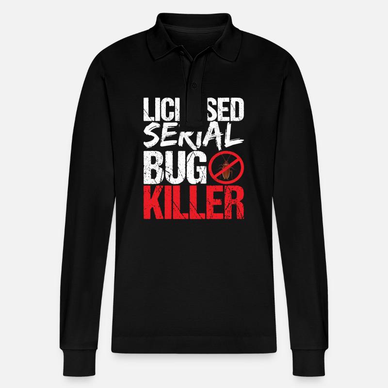 Schädlingsbekämpfung Kammerjäger - Stanley/Stella Unisex Bio-Langarm-Poloshirt Prepster - Schwarz