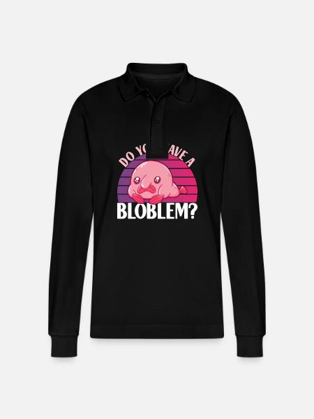Cute Blob Fish Ugly Fish - Stanley/Stella Organic Unisex Long-Sleeved Polo Shirt Prepster - black