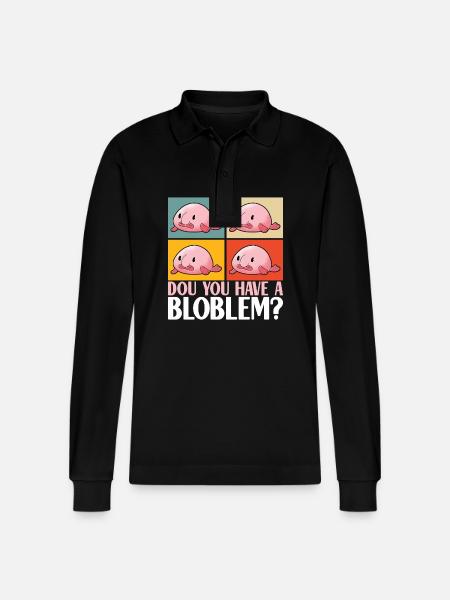 Cute Blob Fish Ugly Fish - Stanley/Stella Organic Unisex Long-Sleeved Polo Shirt Prepster - black