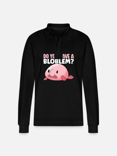 Cute Blob Fish Ugly Fish - Stanley/Stella Organic Unisex Long-Sleeved Polo Shirt Prepster - black