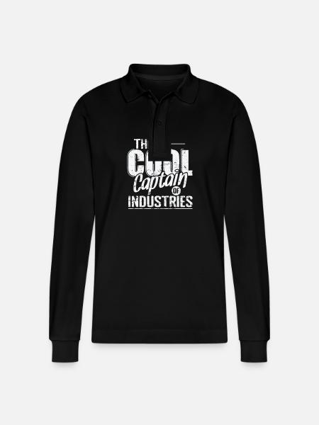 The Cool Captain of Industries - Stanley/Stella Organic Unisex Long-Sleeved Polo Shirt Prepster - black