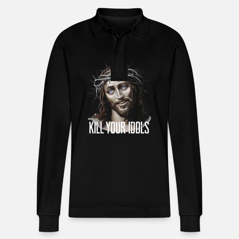 Jesus Kill Your Idols - Stanley/Stella Unisex Bio-Langarm-Poloshirt Prepster - Schwarz