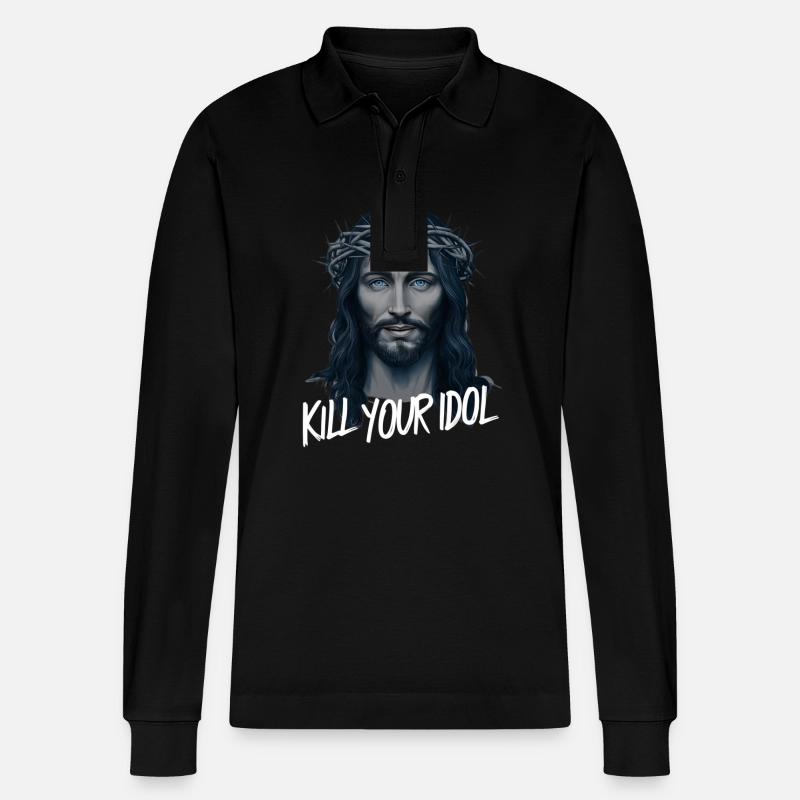 Jesus Kill Your Idol - Stanley/Stella Unisex Bio-Langarm-Poloshirt Prepster - Schwarz