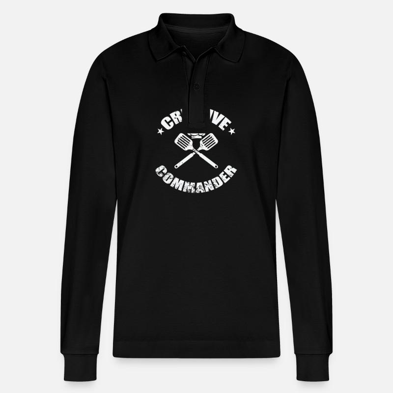Creative Commander - Stanley/Stella Organic Unisex Long-Sleeved Polo Shirt Prepster - black