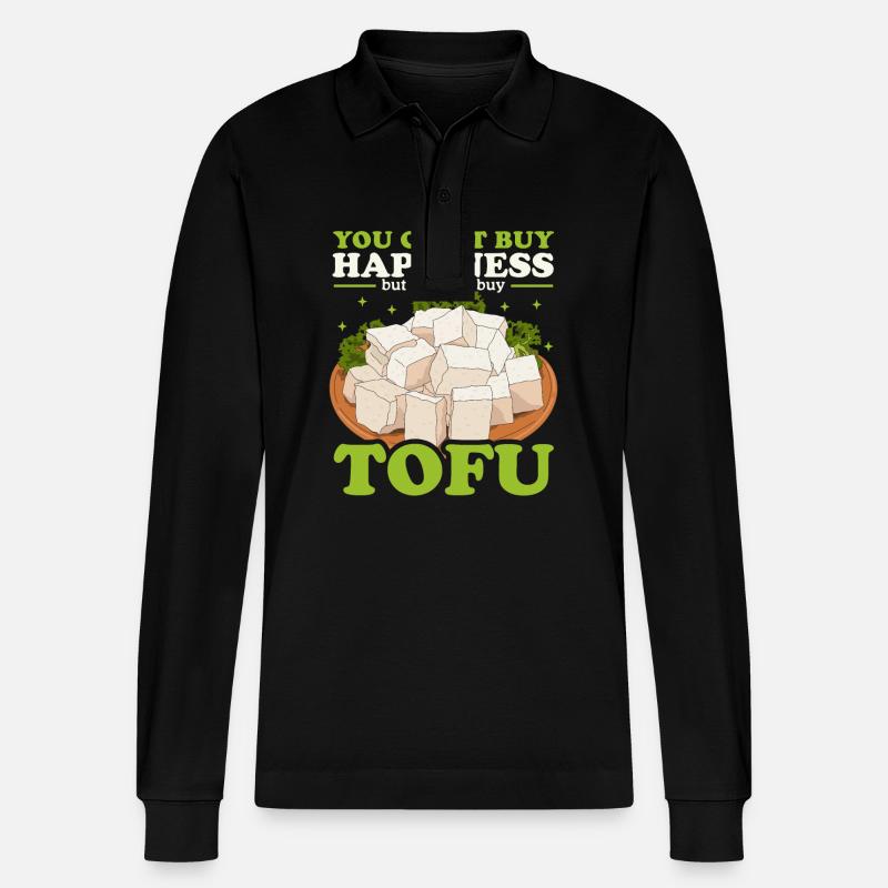 Tofu Veganer Bohnenkäse Bohnenquark Geschenk - Stanley/Stella Unisex Bio-Langarm-Poloshirt Prepster - Schwarz