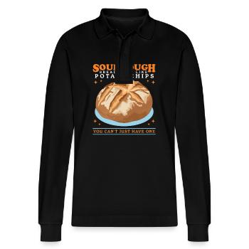 Sourdough Bread Sourdough Gift - Stanley/Stella Organic Unisex Long-Sleeved Polo Shirt Prepster - black - Front - Anna (173cm) & Nico (186cm)