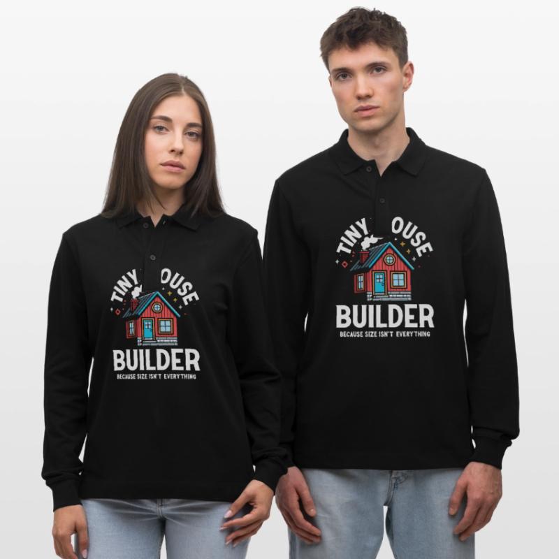 Tiny House Builder Lustiger Spruch Eigenheim Stanley/Stella Unisex Bio-Langarm-Poloshirt Prepster
