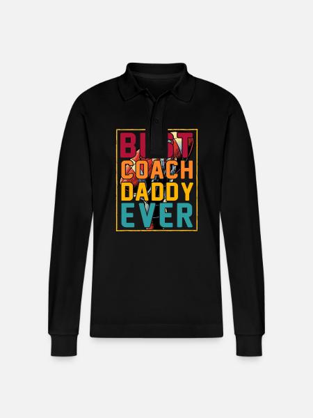 Best Coach Daddy ever - Stanley/Stella Organic Unisex Long-Sleeved Polo Shirt Prepster - black