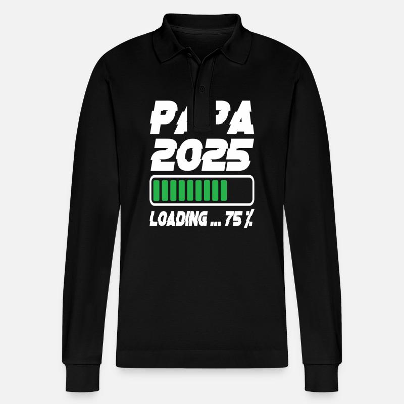 Papa 2025 Loading - Stanley/Stella Organic Unisex Long-Sleeved Polo Shirt Prepster - black