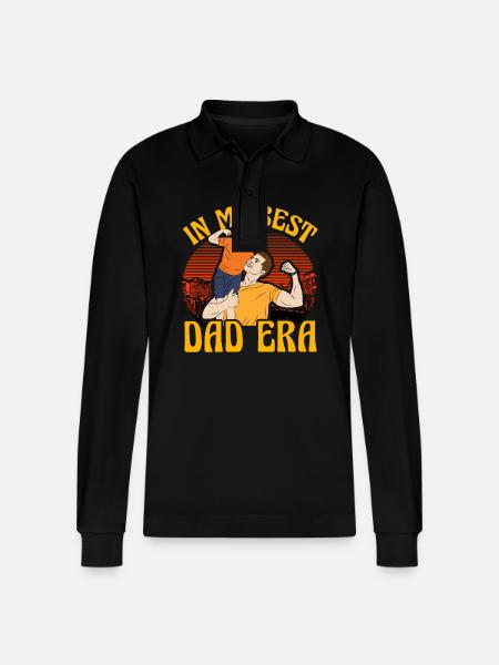 In my Best Dad era - Stanley/Stella Organic Unisex Long-Sleeved Polo Shirt Prepster - black