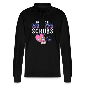 Forget The Glass Slippers This Princess Wears - Stanley/Stella Organic Unisex Long-Sleeved Polo Shirt Prepster - black - Front - Anna (173cm) & Nico (186cm)