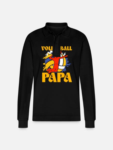 Volleyball Papa - Stanley/Stella Unisex Bio-Langarm-Poloshirt Prepster - Schwarz