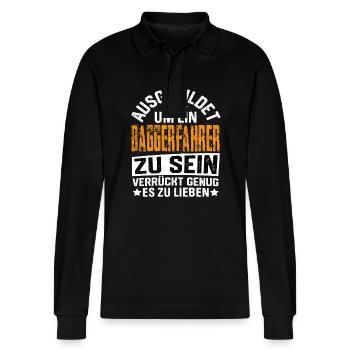 Baggerfahrer Bagger Baugeräteführer Schaufelbagger - Stanley/Stella Unisex Bio-Langarm-Poloshirt Prepster - Schwarz - Vorne - Anna (173cm) & Nico (186cm)