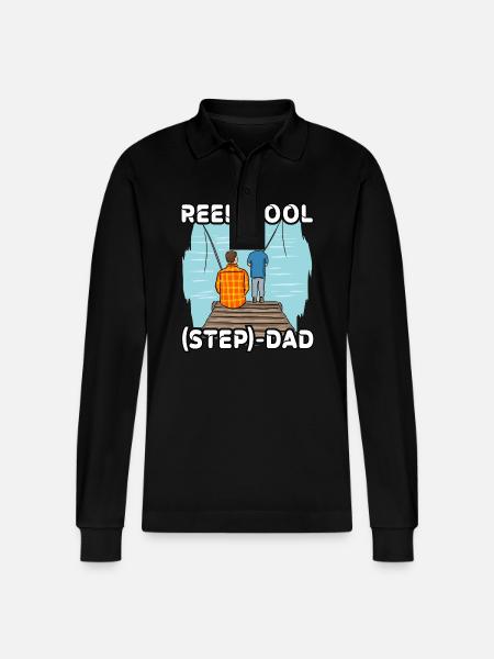 Reel Cool Step Dad - Stanley/Stella Organic Unisex Long-Sleeved Polo Shirt Prepster - black