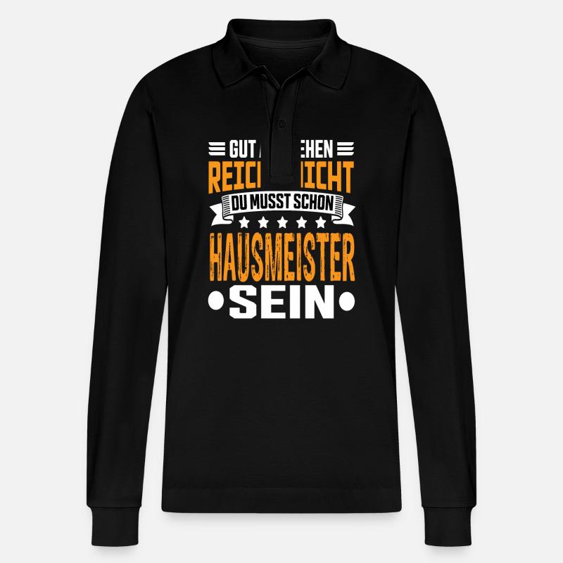 Hausmeister - Stanley/Stella Unisex Bio-Langarm-Poloshirt Prepster - Schwarz