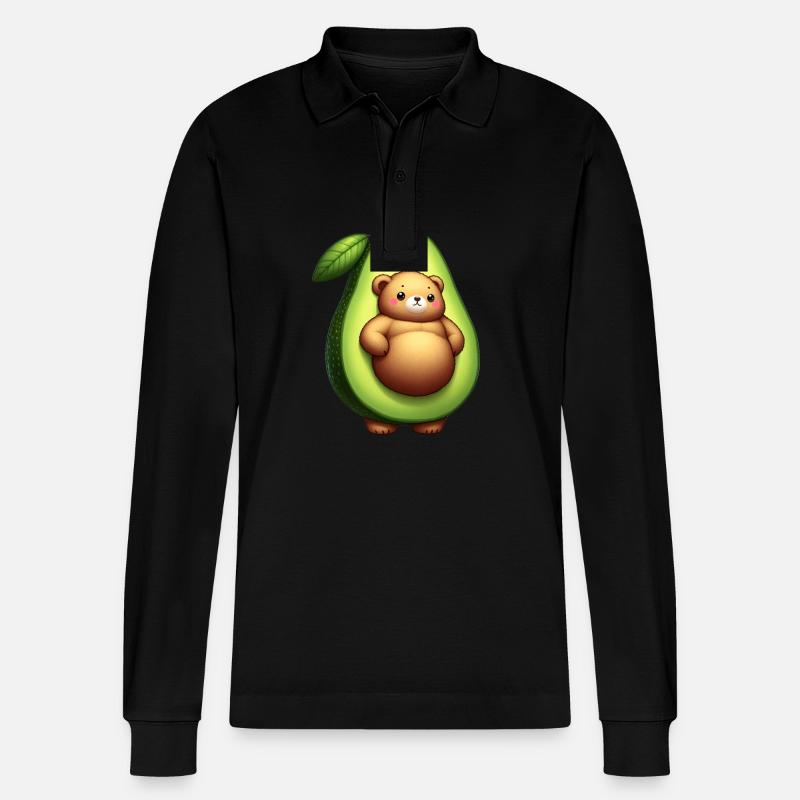 Bär im Avocado-Kostüm - Stanley/Stella Unisex Bio-Langarm-Poloshirt Prepster - Schwarz