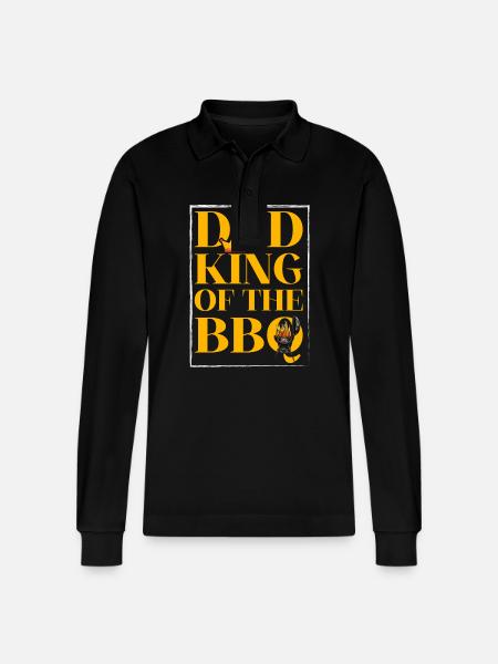 Dad King of the BBQ - Stanley/Stella Organic Unisex Long-Sleeved Polo Shirt Prepster - black