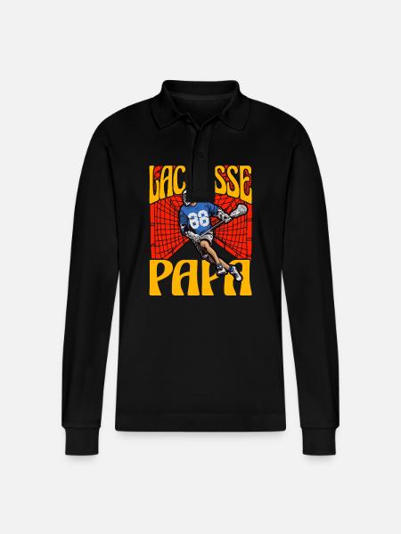 Lacrosse Papa - Stanley/Stella Organic Unisex Long-Sleeved Polo Shirt Prepster - black
