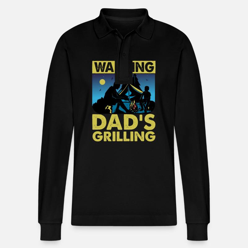 Warnung Papas Grillen - Stanley/Stella Unisex Bio-Langarm-Poloshirt Prepster - Schwarz
