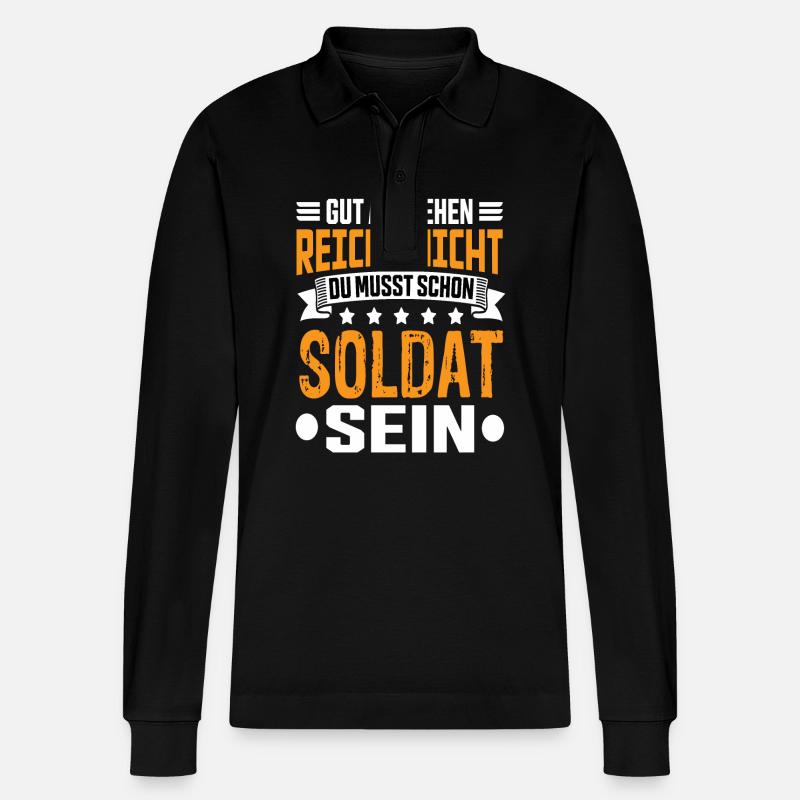 Soldat - Stanley/Stella Unisex Bio-Langarm-Poloshirt Prepster - Schwarz