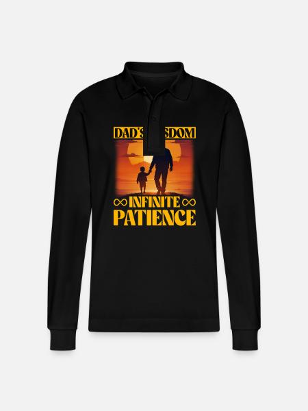 Dad's Wisdom Infinite Patience - Stanley/Stella Organic Unisex Long-Sleeved Polo Shirt Prepster - black