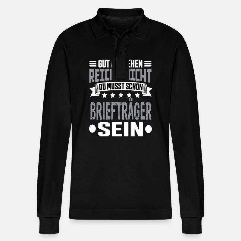 Briefträger - Stanley/Stella Unisex Bio-Langarm-Poloshirt Prepster - Schwarz