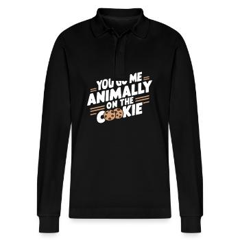 Tu vas me faire un animal sur le cookie German Denglisch - Polo à manches longues bio PREPSTER Stanley/Stella Unisexe - noir - Devant - Anna (173cm) & Nico (186cm)