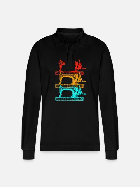 Sewing Machine Seamstress - Stanley/Stella Organic Unisex Long-Sleeved Polo Shirt Prepster - black