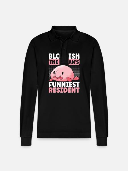 Cute Blob Fish Ugly Fish - Stanley/Stella Organic Unisex Long-Sleeved Polo Shirt Prepster - black