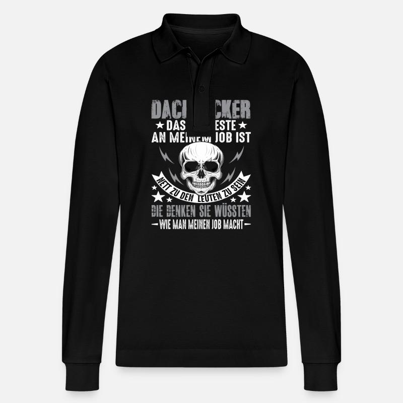 Dachdecker Dach Dachdeckerei Dachdecker Spruch - Stanley/Stella Unisex Bio-Langarm-Poloshirt Prepster - Schwarz
