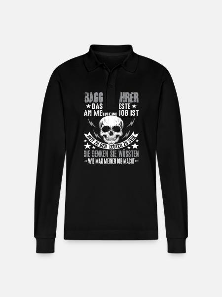 Baggerfahrer Bagger Baggerfahrer Spruch Lustig - Stanley/Stella Unisex Bio-Langarm-Poloshirt Prepster - Schwarz