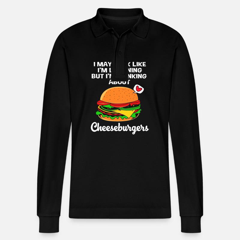 Cheeseburger Burger - Stanley/Stella Unisex Bio-Langarm-Poloshirt Prepster - Schwarz