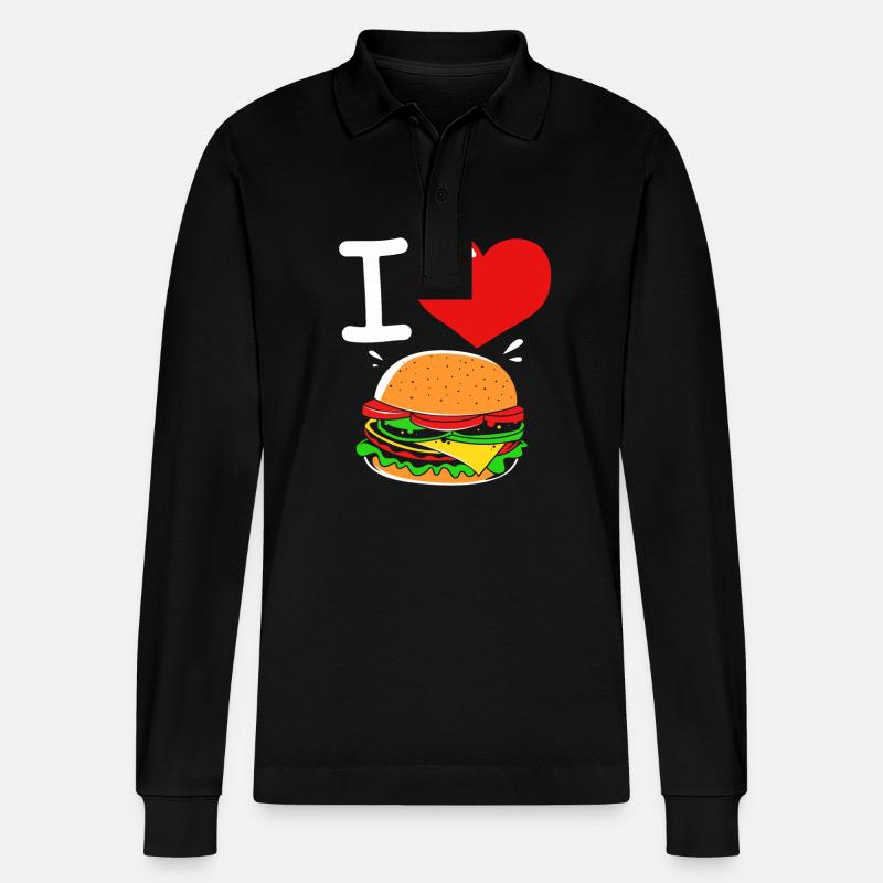 Cheeseburger Burger - Stanley/Stella Unisex Bio-Langarm-Poloshirt Prepster - Schwarz
