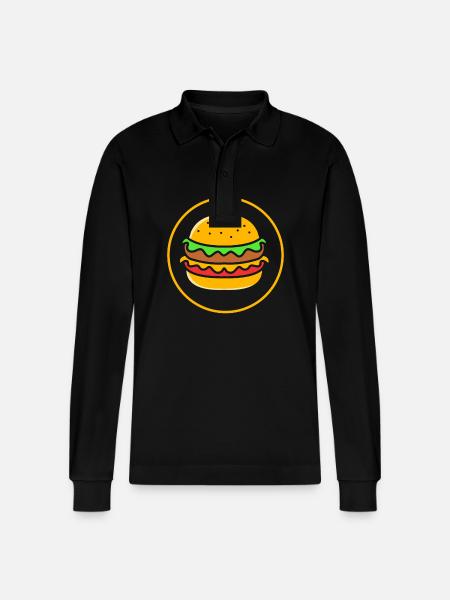 Cheeseburger - Stanley/Stella Organic Unisex Long-Sleeved Polo Shirt Prepster - black