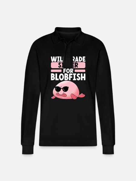 Cute Blob Fish Ugly Fish - Stanley/Stella Organic Unisex Long-Sleeved Polo Shirt Prepster - black