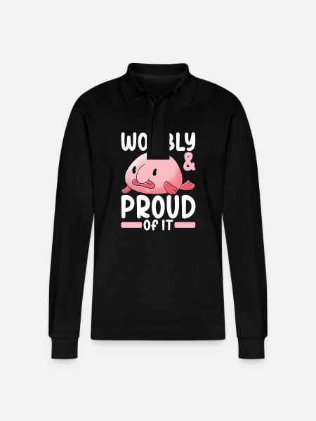 Cute Blob Fish Ugly Fish - Stanley/Stella Organic Unisex Long-Sleeved Polo Shirt Prepster - black