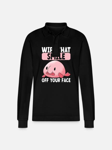 Cute Blob Fish Ugly Fish - Stanley/Stella Organic Unisex Long-Sleeved Polo Shirt Prepster - black
