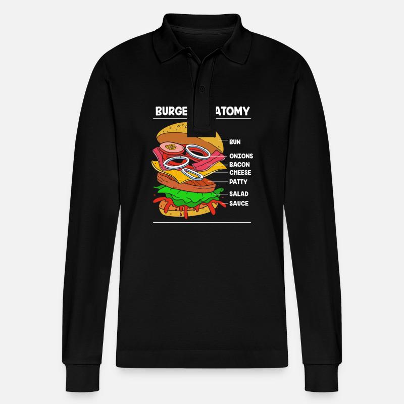 Anatomie du cheeseburger - Polo à manches longues bio PREPSTER Stanley/Stella Unisexe - noir