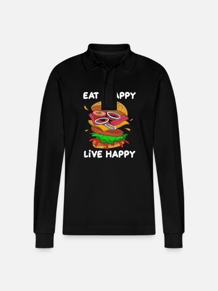 Cheeseburger - Stanley/Stella Organic Unisex Long-Sleeved Polo Shirt Prepster - black