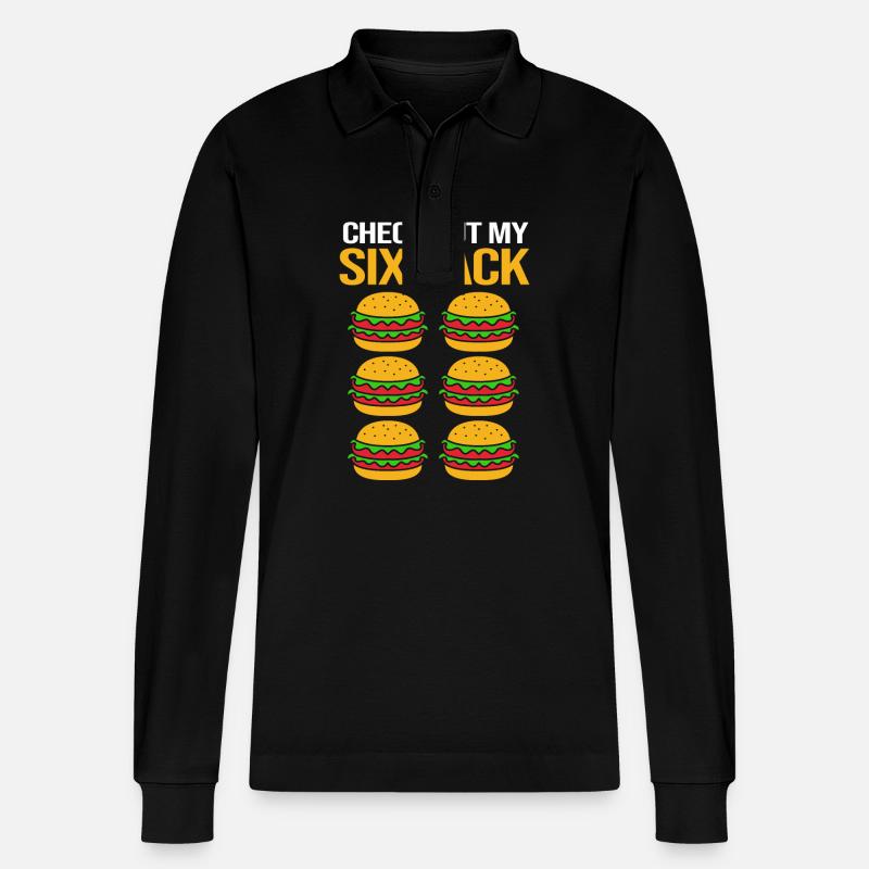 Cheeseburger Six Pack - Stanley/Stella Unisex Bio-Langarm-Poloshirt Prepster - Schwarz