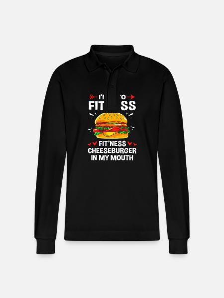 Cheeseburger Burger - Stanley/Stella Organic Unisex Long-Sleeved Polo Shirt Prepster - black