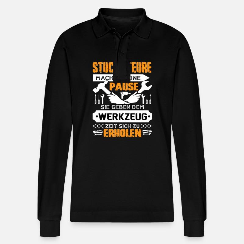Stuckateuere Machen Keine Pause - Stanley/Stella Unisex Bio-Langarm-Poloshirt Prepster - Schwarz