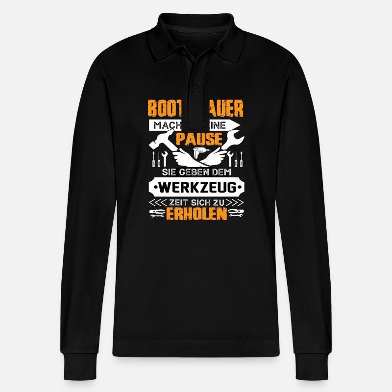Bootesbauer Machen Keine Pause - Stanley/Stella Unisex Bio-Langarm-Poloshirt Prepster - Schwarz