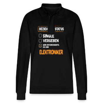 Electronics Technician Relationship Status - Stanley/Stella Organic Unisex Long-Sleeved Polo Shirt Prepster - black - Front - Anna (173cm) & Nico (186cm)
