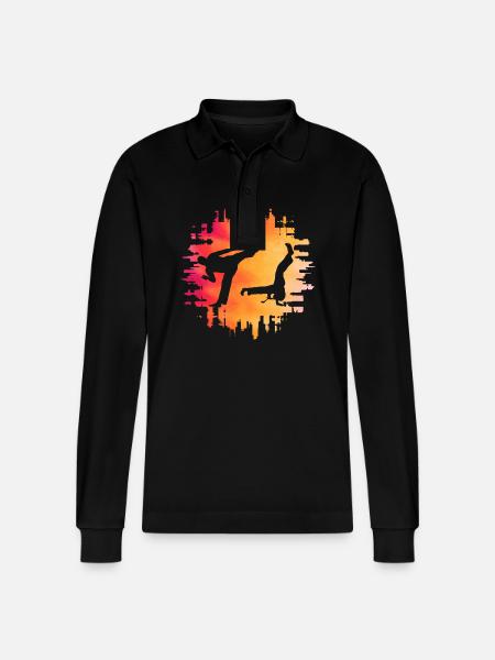 Capoeira - Stanley/Stella Organic Unisex Long-Sleeved Polo Shirt Prepster - black