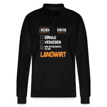 Farmer Relationship Status - Stanley/Stella Organic Unisex Long-Sleeved Polo Shirt Prepster - black - Front - Anna (173cm) & Nico (186cm)
