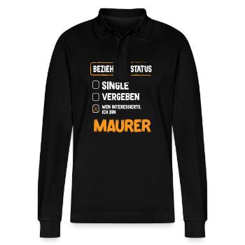 Maurer Relationship Status - Stanley/Stella Organic Unisex Long-Sleeved Polo Shirt Prepster - black - Front - Anna (173cm) & Nico (186cm)